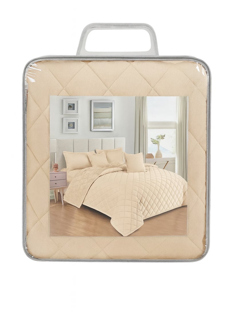 مينج لي مفرش شتوي نفر واحد مضغوط وجهين (مخمل / فرو) – طقم مفارش 4 قطع (1 لحاف + 1 شرشف سرير مطاطي + 2 أغطية وسائد ديكورية) مناسب لسرير مقاس 120×200 سم - Image 5