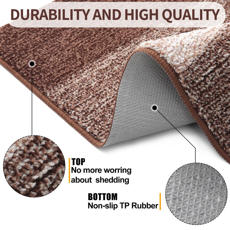 Kitinjoy Indoor Outdoor Door Mat, 32x20 Non-Slip Absorbent Dirt Trapper, Low-Profile Washable Inside Entrance Front Floor Mat, Sturdy Soft Entry Doormats for Entryway, Brown - Image 3