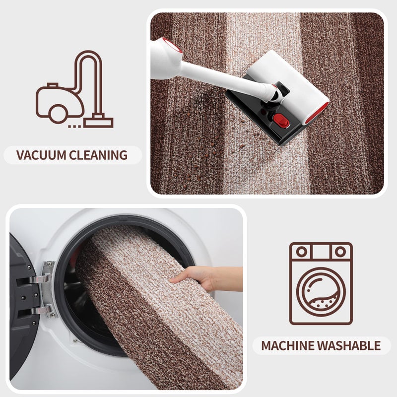 Kitinjoy Indoor Outdoor Door Mat, 32x20 Non-Slip Absorbent Dirt Trapper, Low-Profile Washable Inside Entrance Front Floor Mat, Sturdy Soft Entry Doormats for Entryway, Brown - Image 5