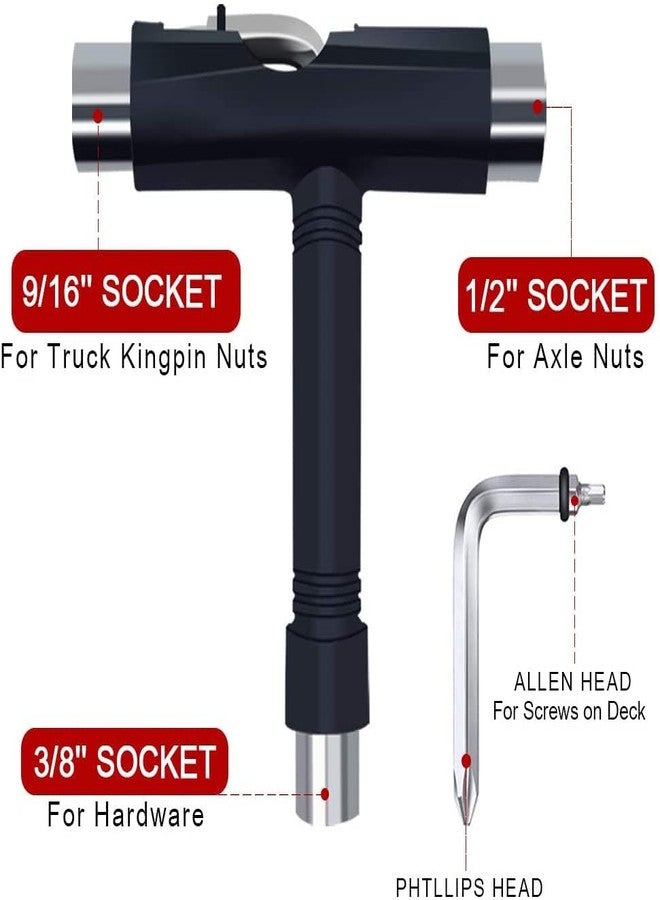 TLHB Skate Tool All-in-One, Muti-Function Portable Skateboard T Tools Accessory with T-Type Allen Key and L-Type Phillips Head Wrench Screwdriver - Image 2