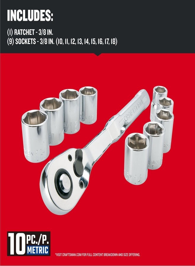 CRAFTSMAN Mechanics Tool Set, Metric, 3/8 Inch Drive, 10 Piece (CMMT34564) - Image 4