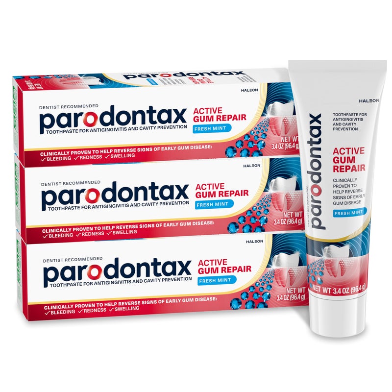Parodontax Active Gum Repair Toothpaste, Toothpaste To Help Reverse Signs Of Early Disease For Health, Fresh Mint Flavored - 3.4 Oz x 3 - Image 1