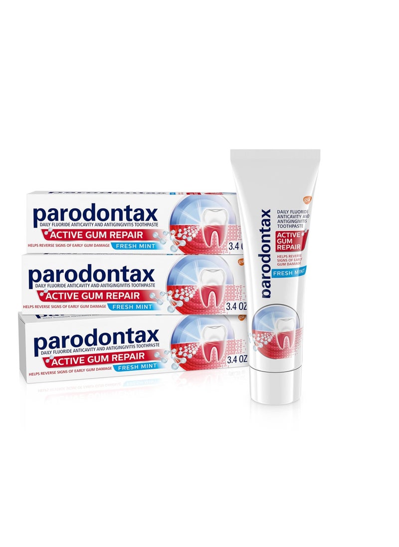 Parodontax Parodontax Active Gum Repair Toothpaste, Toothpaste To Help Reverse Signs Of Early Disease For Health, Fresh Mint Flavored - 3.4 Oz x 3  - Image 1