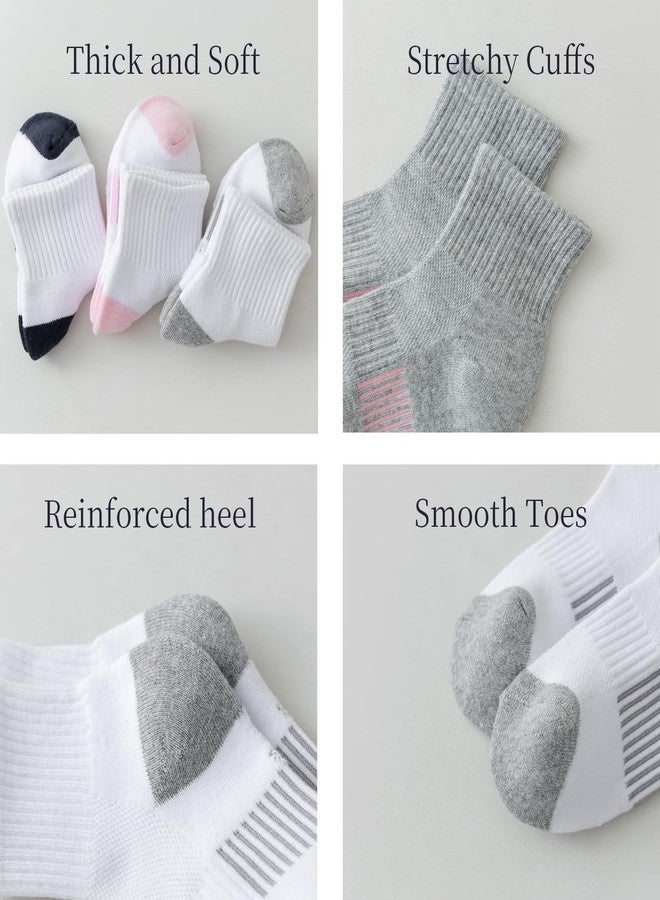Marchare Kids Athletic Socks Half Cushioned Crew Socks Ankle Socks 5-7 Years Kids Cotton Sock White 6 Pairs - Image 5