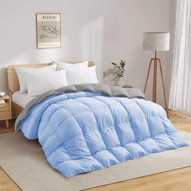 BEDDY FUSION Heavy Winter 600 GSM Comforter Double Bed Size 90X100 600 GSM Microfiber Super Soft Fluffy for Winter ComforterRajaiDuvetBlanket Double Bed Sky BlueSilver Grey Color - Image 3