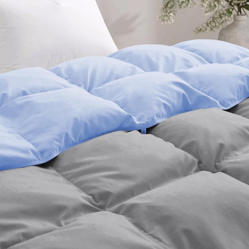 BEDDY FUSION Heavy Winter 600 GSM Comforter Double Bed Size 90X100 600 GSM Microfiber Super Soft Fluffy for Winter ComforterRajaiDuvetBlanket Double Bed Sky BlueSilver Grey Color - Image 4