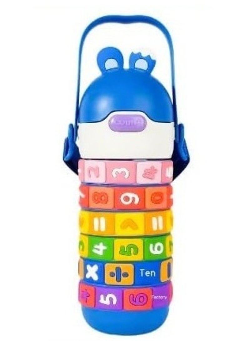 موبكوس زجاجة ماء تعليمية للأطفال من موبكوس - ستانلس ستيل، معزولة بالتفريغ، مانعة للتسرب مع قشة وحزام، خالية من البيسفينول  ومحمولة  مل أزرق - Image 1