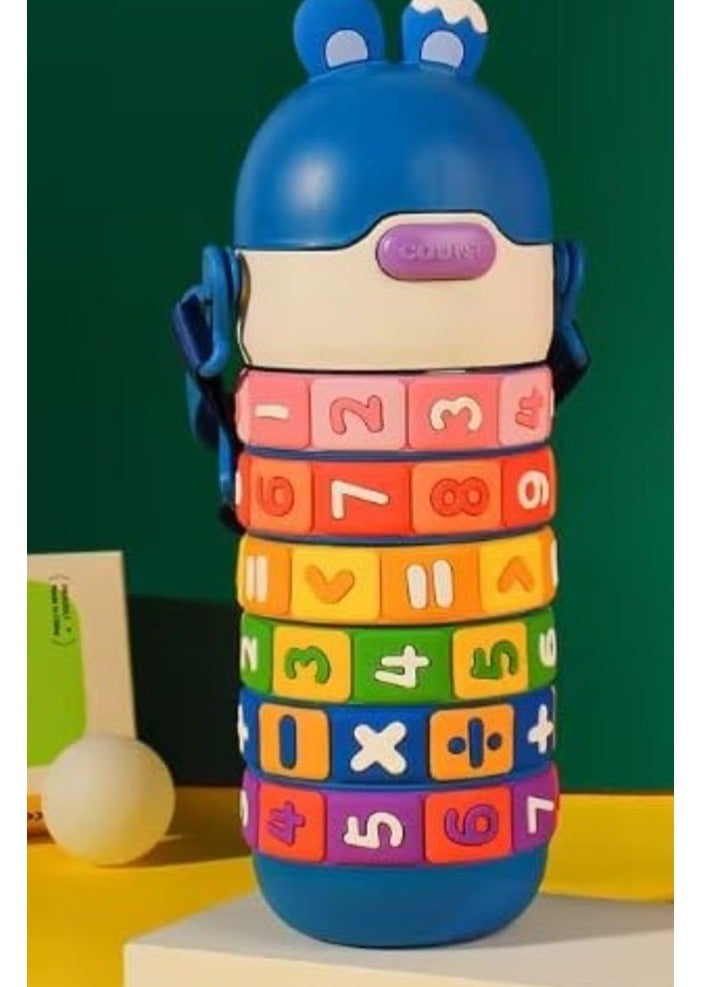 موبكوس زجاجة ماء تعليمية للأطفال من موبكوس - ستانلس ستيل، معزولة بالتفريغ، مانعة للتسرب مع قشة وحزام، خالية من البيسفينول  ومحمولة  مل أزرق - Image 3