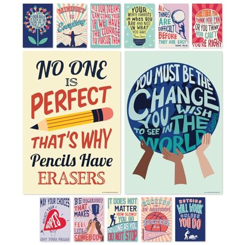 Sweetzer & Orange Growth Mindset Posters for Middle and High School Classroom Decorations – Set of 13 Motivational Wall Art Decor, Inspirational Artwork Quotes! 15 x 22” Large Poster Bundle - Image 1