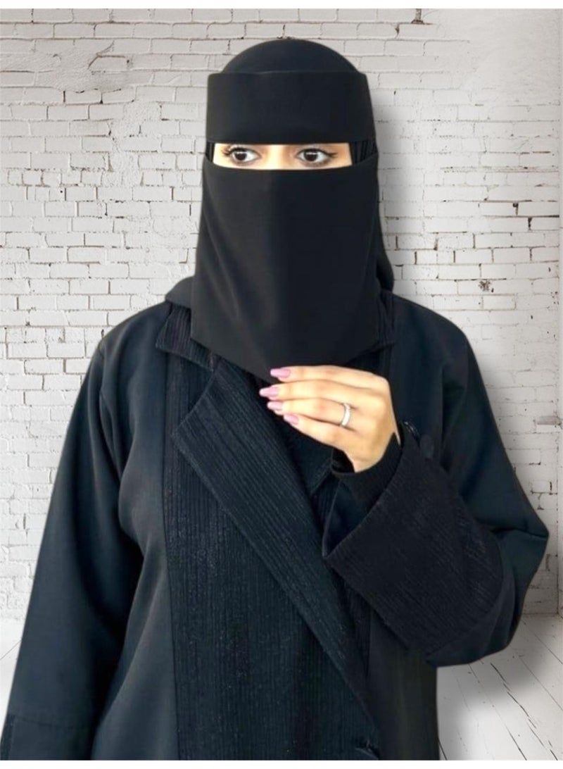 بهنس نقاب وسط مطاط مستقيم مقاس  9 انش مقوى – نقاب بدون اسم نسائي مطاطي معزز بقماش ناعم وعالي الجودة، حجاب شرعي للوجه مريح وخفيف على البشرة، مقاوم للانزلاق، قابل للغسل، مثالي للاستخدام اليومي والمناسبات - Image 4