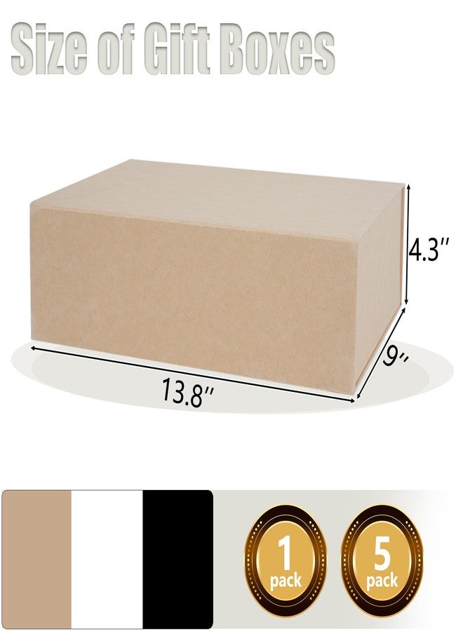 Aimyoo Brown Gift Box, 13.8x9x4.3 in Presents Box with Lids Magnetic Closure Rectangle Collapsible for Groomsman Proposal Box, Wedding, Birthday Gift Packging 1 Pack - Image 3