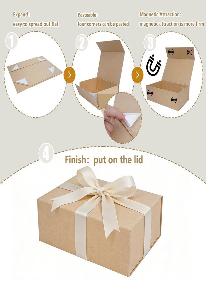 Aimyoo Brown Gift Box, 13.8x9x4.3 in Presents Box with Lids Magnetic Closure Rectangle Collapsible for Groomsman Proposal Box, Wedding, Birthday Gift Packging 1 Pack - Image 4