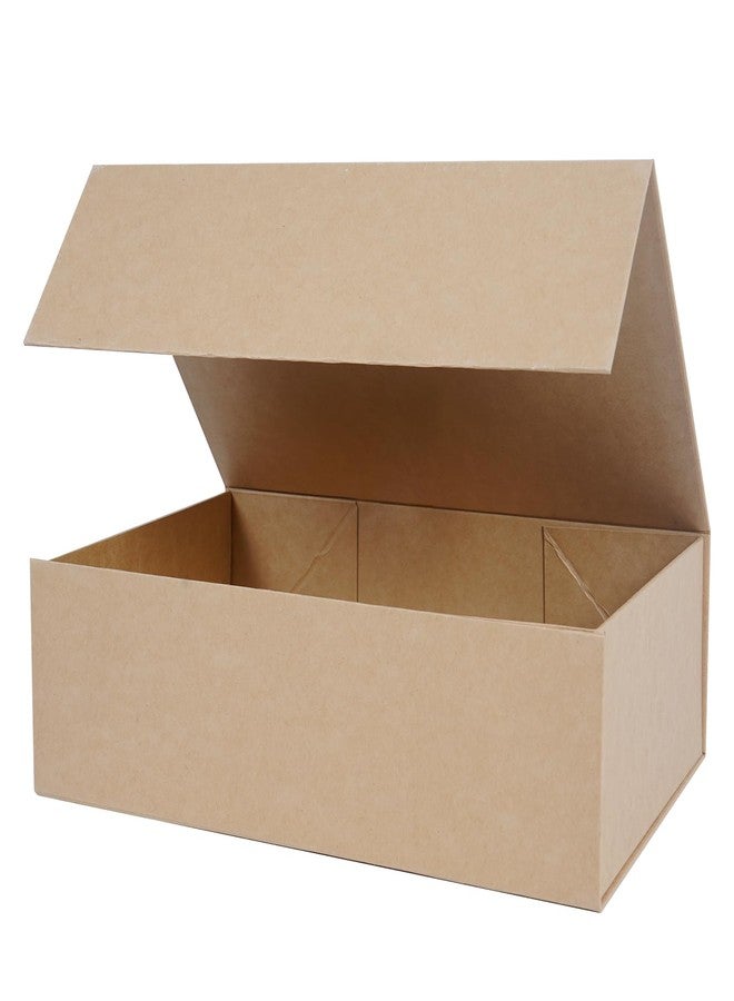 Aimyoo Brown Gift Box, 13.8x9x4.3 in Presents Box with Lids Magnetic Closure Rectangle Collapsible for Groomsman Proposal Box, Wedding, Birthday Gift Packging 1 Pack - Image 1
