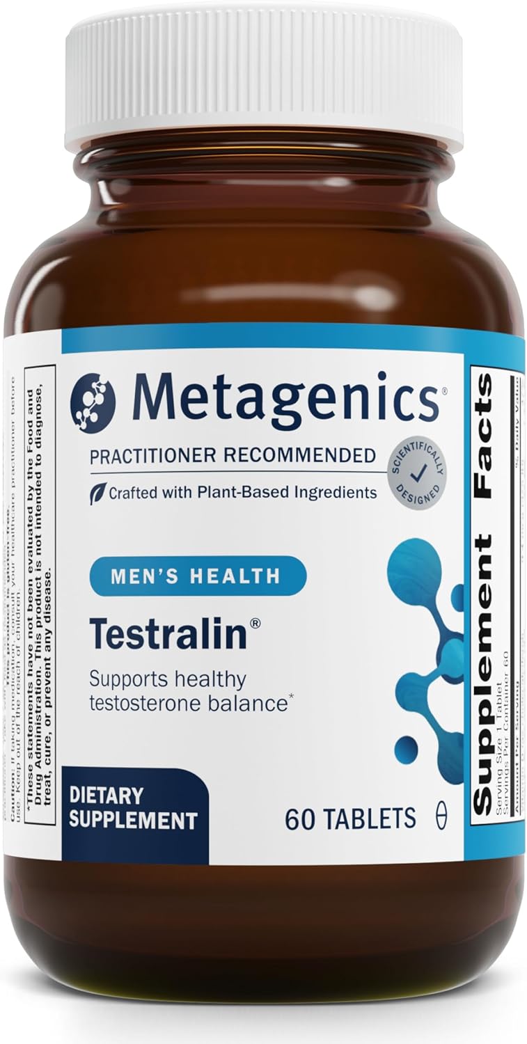 Metagenics Testralin  Testosterone Support for Men 40  Estrogen  Testosterone Metabolism Supplement  with Flax Seed Green Tea Leaf  Phytosterols GlutenFree  60 Tablets - Image 1