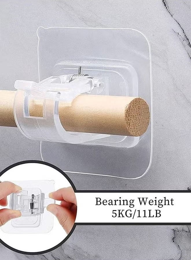 Bukela 20 Pcs Adjustable Rod Bracket Self-Adhesive Curtain Hook No Drill Fixing Rod Holder Bracket Drapery Hook Curtain Pole Towel ABS Wall Bracket Hook for Home Bathroom Living Room Hotel Use Clear - Image 2