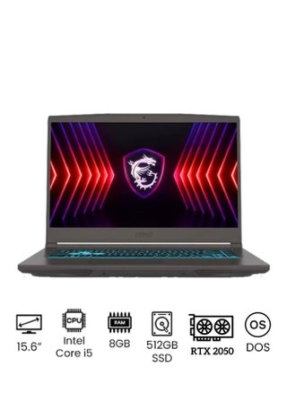 Thin 15 Gaming Laptop With 15.6 Inch Full HD (1920x1080) Display, Core i5-12450H Processor/8GB RAM DDR4/512GB SSD/4GB Nvidia GeForce RTX 2050 Graphics/DOS(Without Windows) English/Arabic Grey - pzsku/Z4744B8B1CEAAE16935B6Z/45/1751463786/fd34c9f9-63d8-4f98-8cdf-e2d839df487a