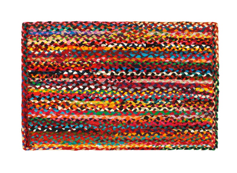 COTTON CRAFT Cotton Chindi Braid Rag Rug  Boho Farmhouse Rustic Area Accent Throw Rug  Handwoven Reversible Natural Recycled Cotton  Living Room Den Study Home Dcor Gift  2 x 3  Multi Color