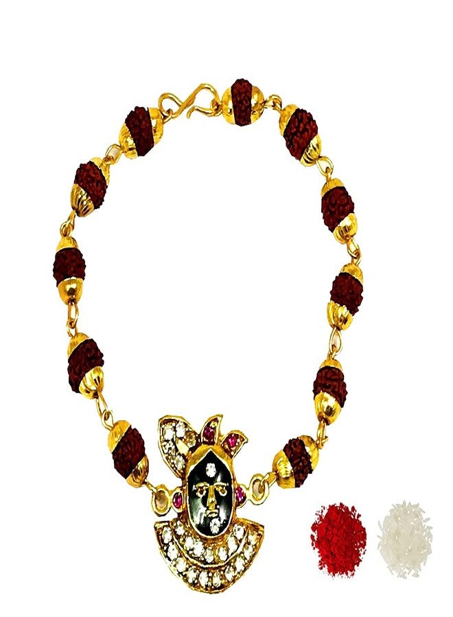 Evisha Srinathji Rudraksh Bracelete Rakhi For Brother | Rakhi For Boys -Rud-012 || rakhi || rakhi set || rakhi for brother || rakhi for brother and bhabhi || rakhi combo || bhaiya bhabhi rakhi || rakhi gifts - Image 1