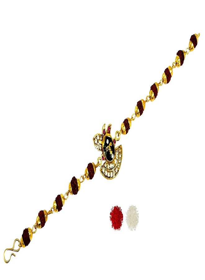 Evisha Srinathji Rudraksh Bracelete Rakhi For Brother | Rakhi For Boys -Rud-012 || rakhi || rakhi set || rakhi for brother || rakhi for brother and bhabhi || rakhi combo || bhaiya bhabhi rakhi || rakhi gifts - Image 2