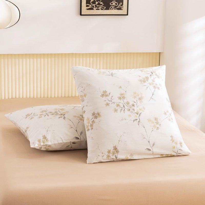ECOCOTT ECOCOTT 2 Pack Pillowcase Euro Size with Vintage Wash Painting Floral Pillow Cases Set  100% Cotton Queen Pillow Covers Envelope Closure (Euro  26""x26"")  - Image 2