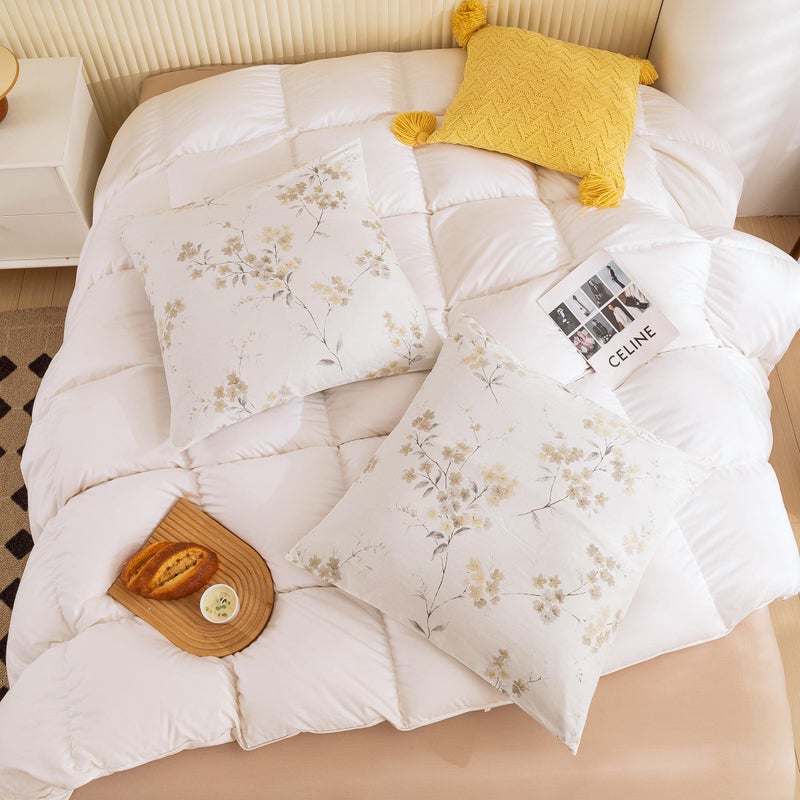 ECOCOTT ECOCOTT 2 Pack Pillowcase Euro Size with Vintage Wash Painting Floral Pillow Cases Set  100% Cotton Queen Pillow Covers Envelope Closure (Euro  26""x26"")  - Image 3