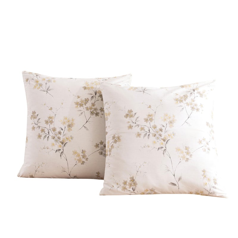 ECOCOTT ECOCOTT 2 Pack Pillowcase Euro Size with Vintage Wash Painting Floral Pillow Cases Set  100% Cotton Queen Pillow Covers Envelope Closure (Euro  26""x26"")  - Image 1