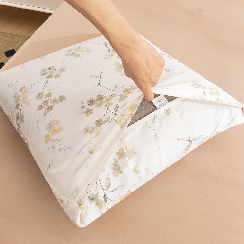 ECOCOTT ECOCOTT 2 Pack Pillowcase Euro Size with Vintage Wash Painting Floral Pillow Cases Set  100% Cotton Queen Pillow Covers Envelope Closure (Euro  26""x26"")  - Image 4