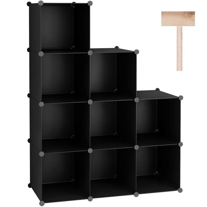 CAHOME Cube Storage 9Cube BookShelf Plastic Closet Cabinet Organizer DIY Stackable Bookcase Modular shelving Units Ideal for Home Office Kids Room 366L x 124 W x 484 H Black SHS3009A