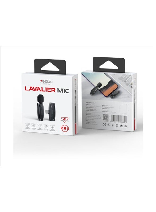 يسيدو ميكروفون لاسلكي محمول KR11 لنقل الصوت بزاوية 360 درجة ومنفذ إرسال من النوع C وميكروفون MEMS لاسلكي - Image 1