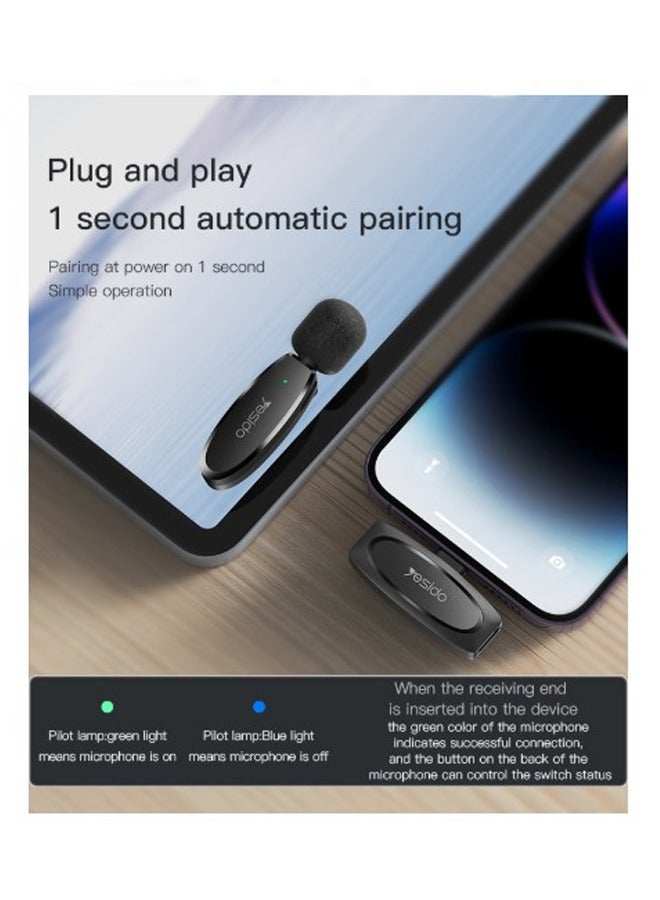 يسيدو ميكروفون لاسلكي محمول KR11 لنقل الصوت بزاوية 360 درجة ومنفذ إرسال من النوع C وميكروفون MEMS لاسلكي - Image 5