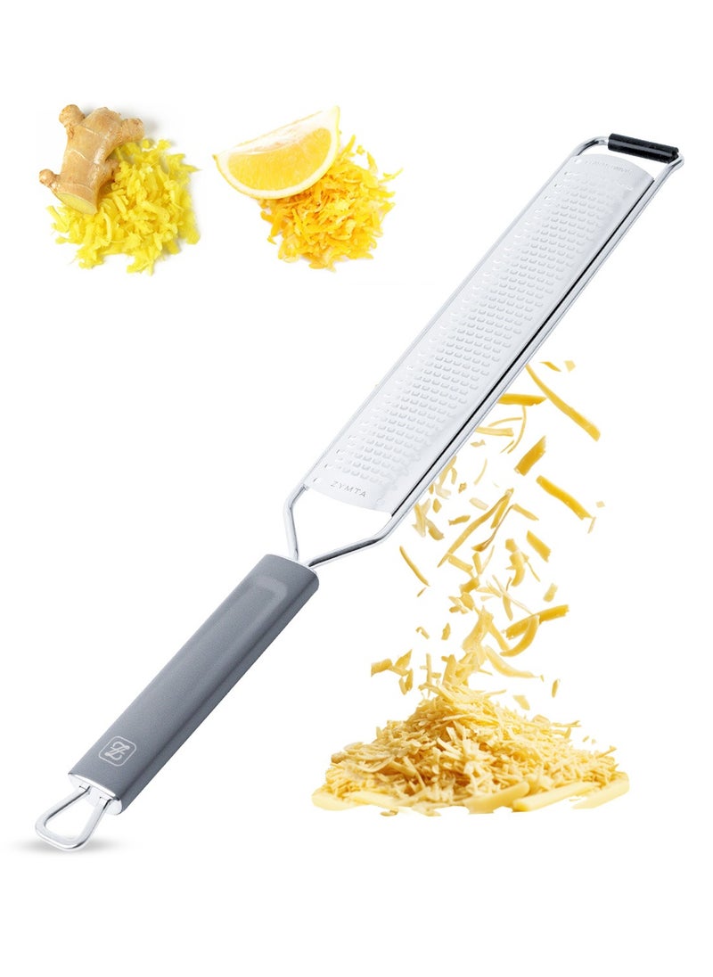 ZYMTA Lemon Zester, Cheese Grater, Premium Citrus Zester, Kitchen Grater for Parmesan, Chocolate, Ginger, Garlic, Stainless Steel Kitchen Cheese Grater  - Image 1