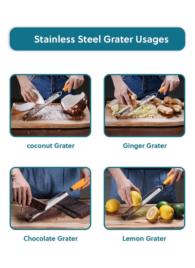 Handheld Multi-Purpose Food Grater | Razor-Sharp Stainless Steel Blade with Comfortable Grip & Non-Slip Foot - Ideal for Zesting & Grating