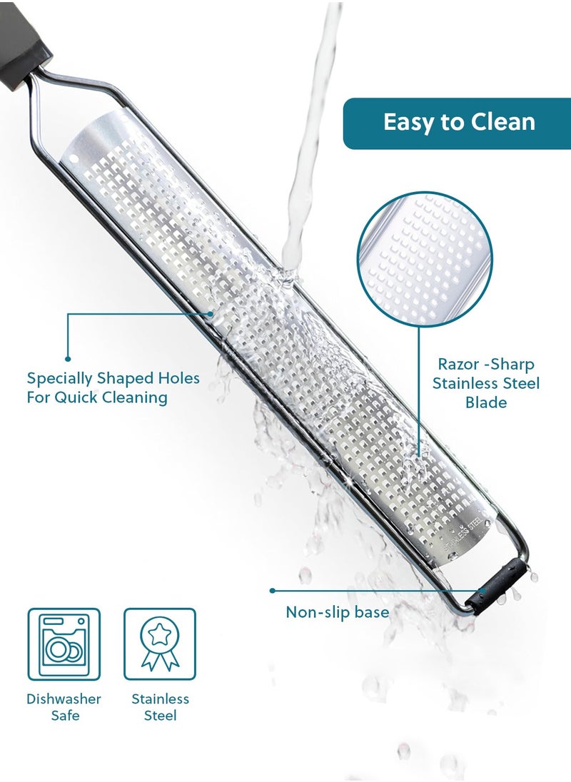 ZYMTA Lemon Zester, Cheese Grater, Premium Citrus Zester, Kitchen Grater for Parmesan, Chocolate, Ginger, Garlic, Stainless Steel Kitchen Cheese Grater  - Image 5