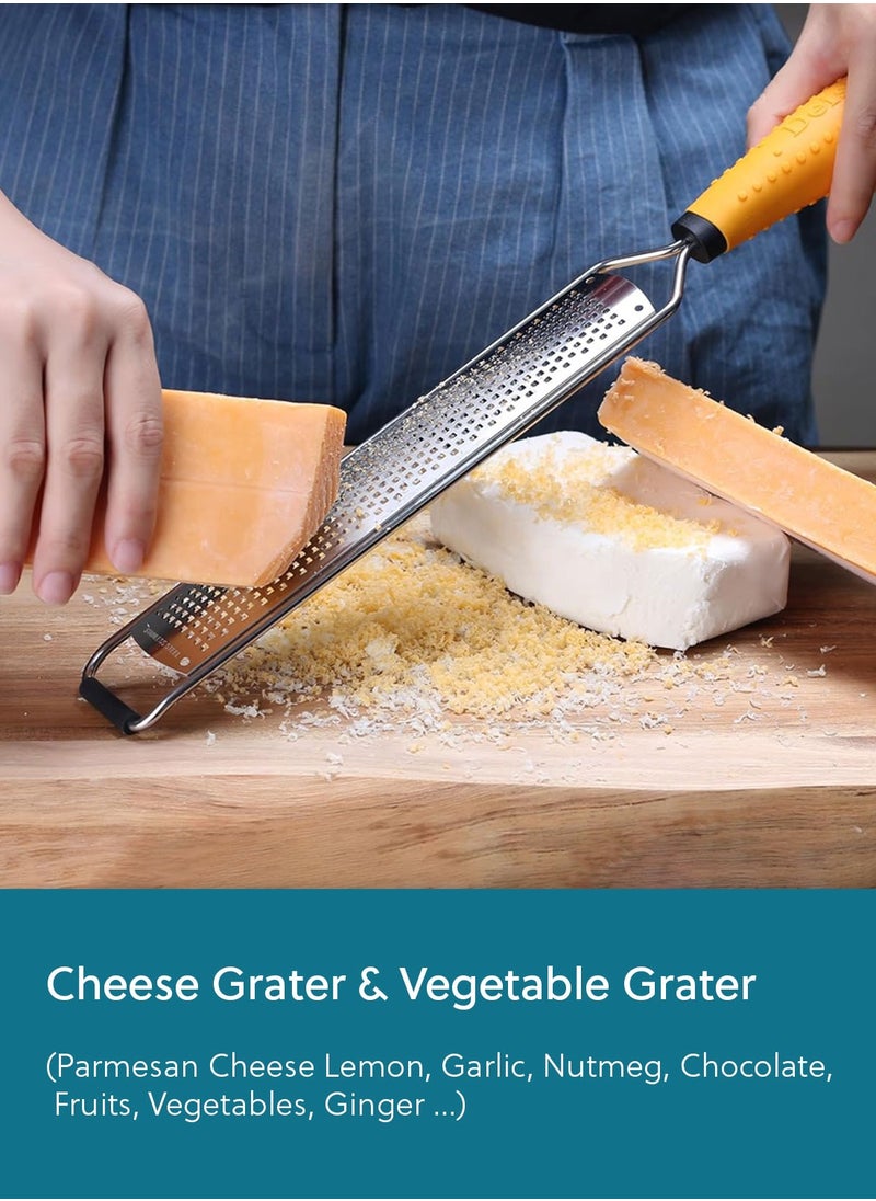 Handheld Multi-Purpose Food Grater | Razor-Sharp Stainless Steel Blade with Comfortable Grip & Non-Slip Foot - Ideal for Zesting & Grating