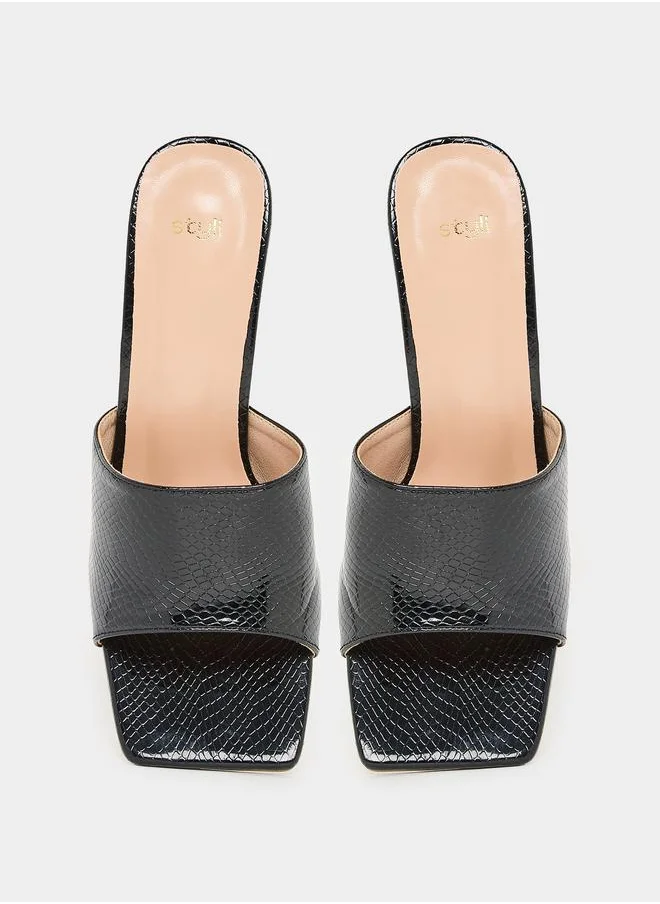 Styli Textured Open Toe Block Heel Sandals