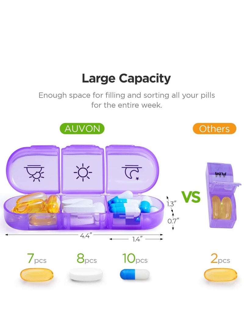 Weekly Organizer 3 Times A Day, Portable Travel Box 7 Day with Large Compartments, Portable Travel Case for Vitamins, Medicine, Fish Oils, Supplements (Black Shell, Color Box) - Image 3