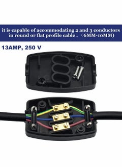 Excefore 3 Terminal Electrical Junction Box, 2 Pcs Cable Joiner Box Set, In-line Connector 250v 13A  - Image 3