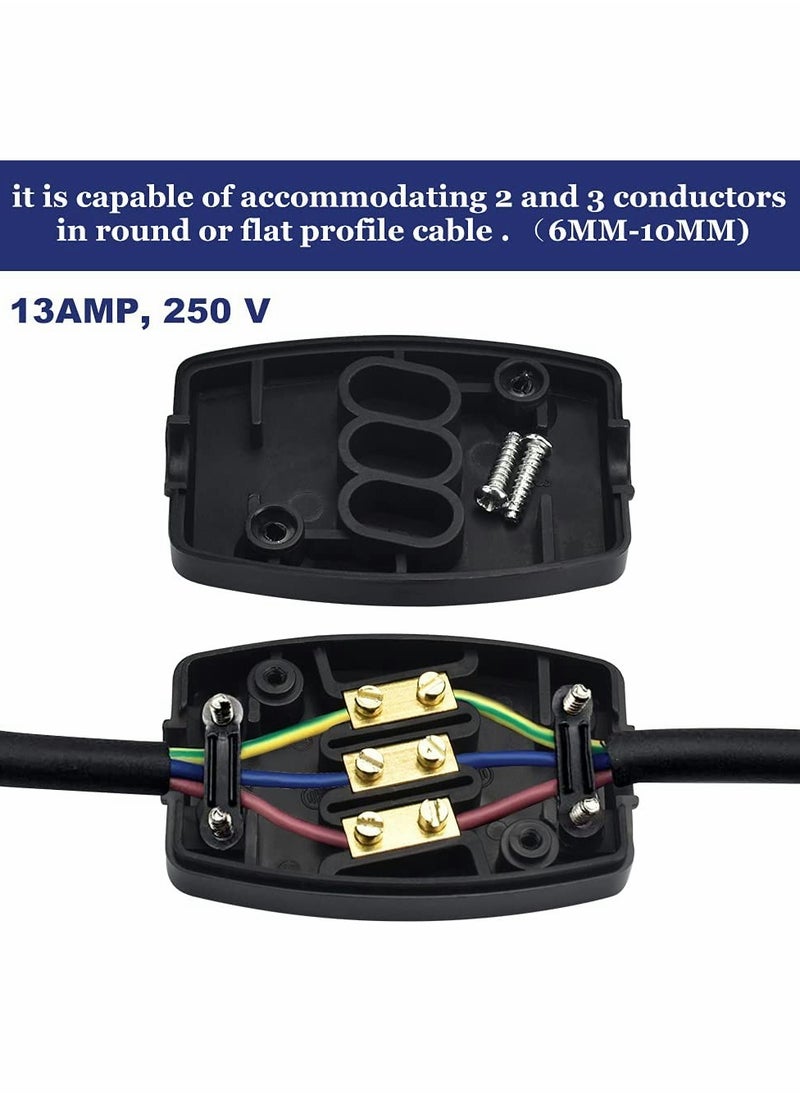 Excefore - 3 Terminal Electrical Junction Box, 2 Pcs Cable Joiner Box Set, In-line Connector 250v 13A - Image 1
