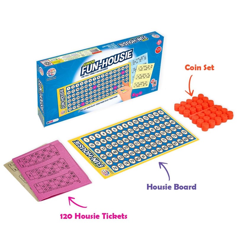 RATNA'S لعبة عائلية بلاستيكية ممتعة هاوسي صغيرة مع 120 تذكرة لعبة لوحية، متعددة الألوان، لوحة فحص، 90 عملة، وتذاكر - Image 4
