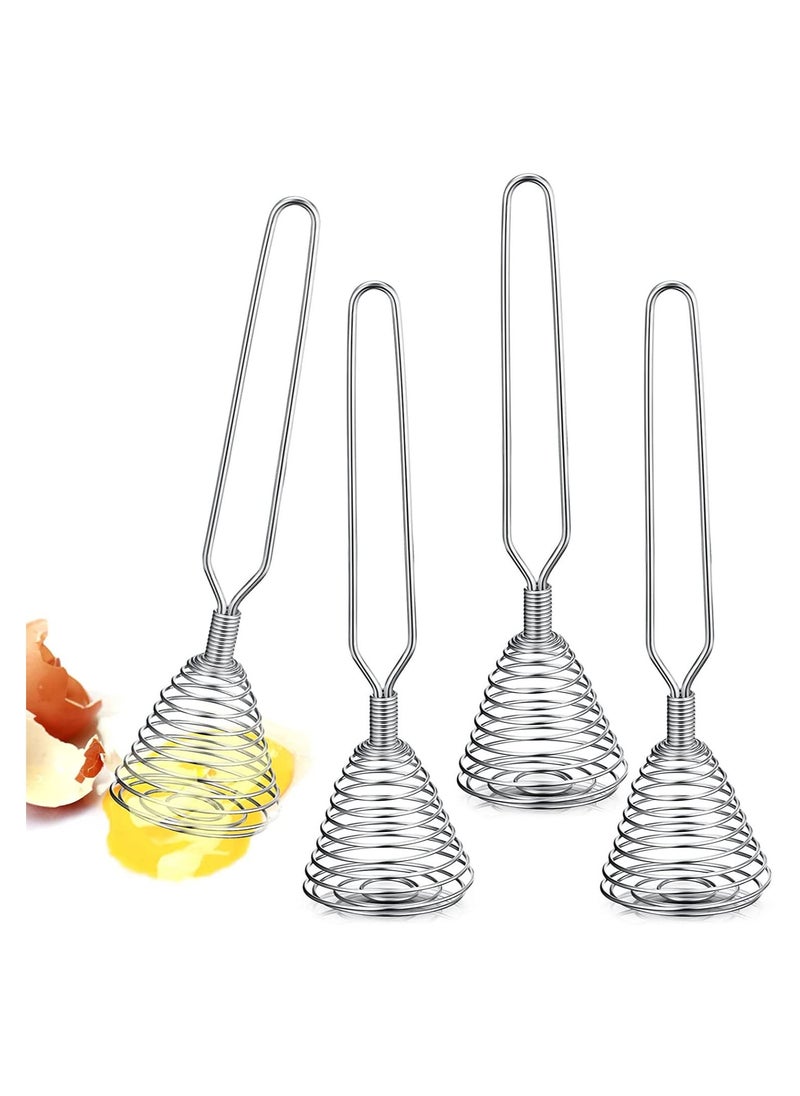 SYOSI Kitchen Stainless Steel Spring Egg Whisk 4 Pcs 8.46 Inches Egg Whisk Hand Push Whisk Blender French Style Whisk Wire Whisk for Egg Beater Kitchen Utensil for Blending Whisking Beating and Stirring  - Image 1