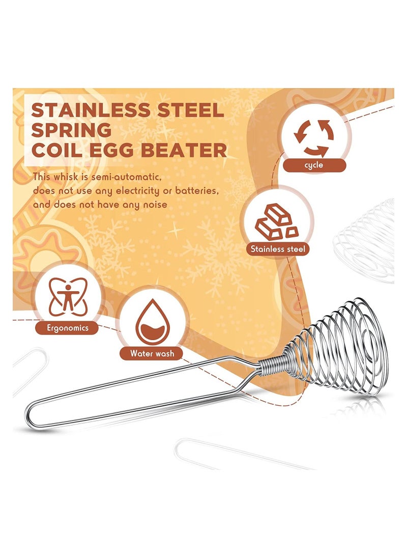SYOSI Kitchen Stainless Steel Spring Egg Whisk 4 Pcs 8.46 Inches Egg Whisk Hand Push Whisk Blender French Style Whisk Wire Whisk for Egg Beater Kitchen Utensil for Blending Whisking Beating and Stirring  - Image 4