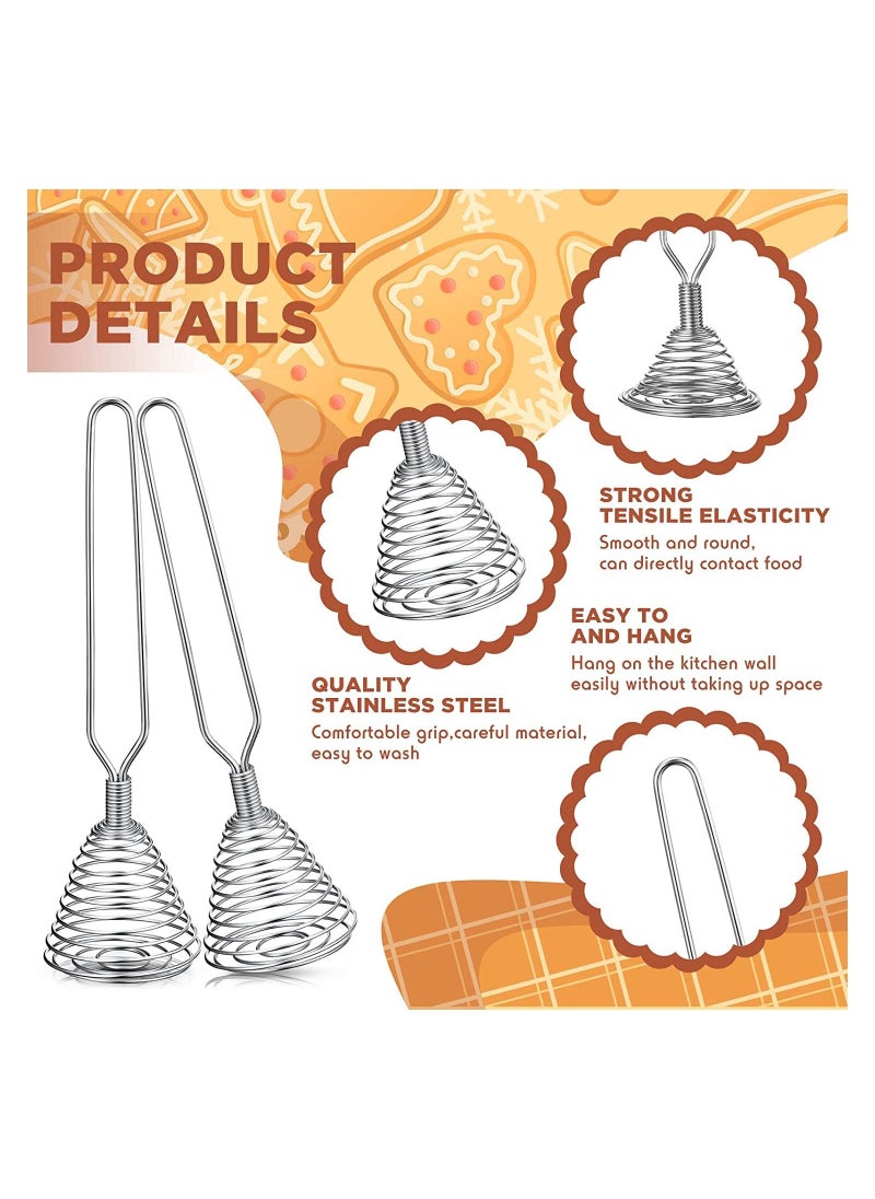 SYOSI Kitchen Stainless Steel Spring Egg Whisk 4 Pcs 8.46 Inches Egg Whisk Hand Push Whisk Blender French Style Whisk Wire Whisk for Egg Beater Kitchen Utensil for Blending Whisking Beating and Stirring  - Image 3