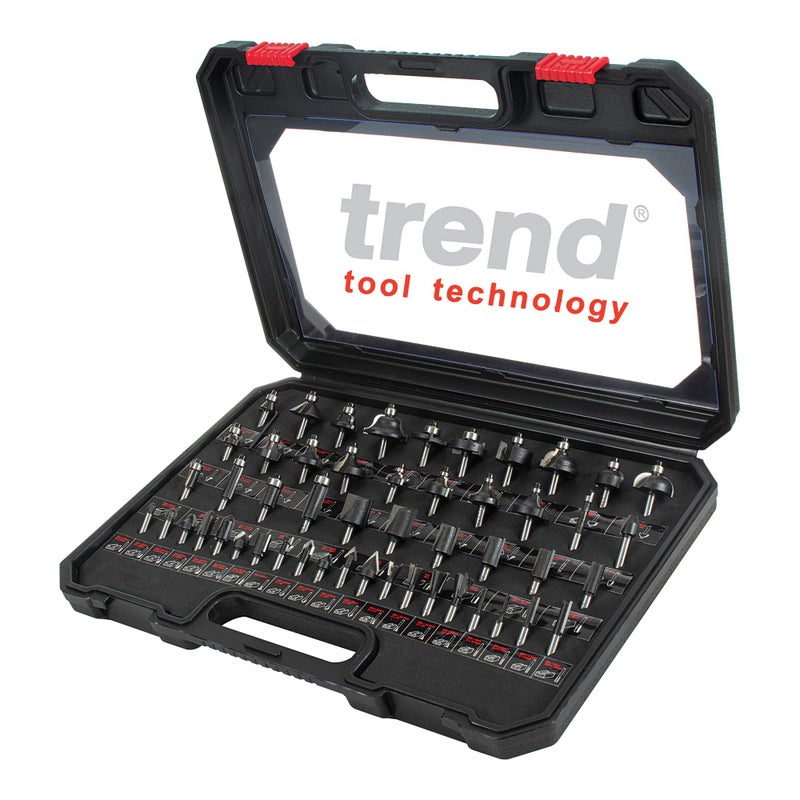 Trend 50 Piece Router Bit Starter Set 14 Inch Shank Tungsten Carbide Tipped Aluminum Case Included SETSS50X14TC