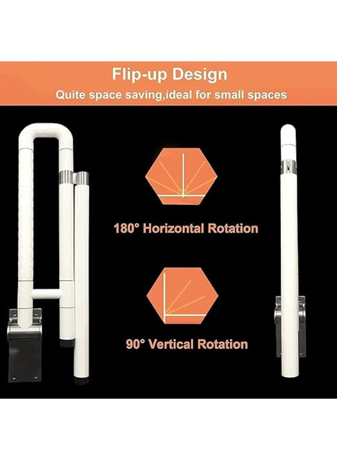 DUNISO بار دعم مرحاض قابل للطي، درابزين مرحاض قابل للانخفاض، قضبان أمان للمرحاض للحمام مع أرجل مضادة للانزلاق، قوية ومتينة، لكبار السن وذوي الإعاقة والحوامل - Image 5