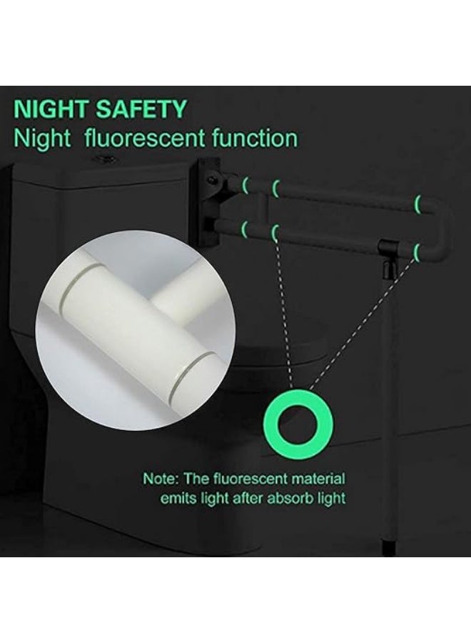 DUNISO بار دعم مرحاض قابل للطي، درابزين مرحاض قابل للانخفاض، قضبان أمان للمرحاض للحمام مع أرجل مضادة للانزلاق، قوية ومتينة، لكبار السن وذوي الإعاقة والحوامل - Image 3