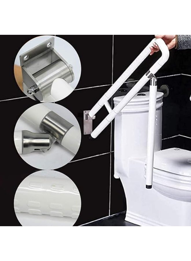 DUNISO بار دعم مرحاض قابل للطي، درابزين مرحاض قابل للانخفاض، قضبان أمان للمرحاض للحمام مع أرجل مضادة للانزلاق، قوية ومتينة، لكبار السن وذوي الإعاقة والحوامل - Image 2