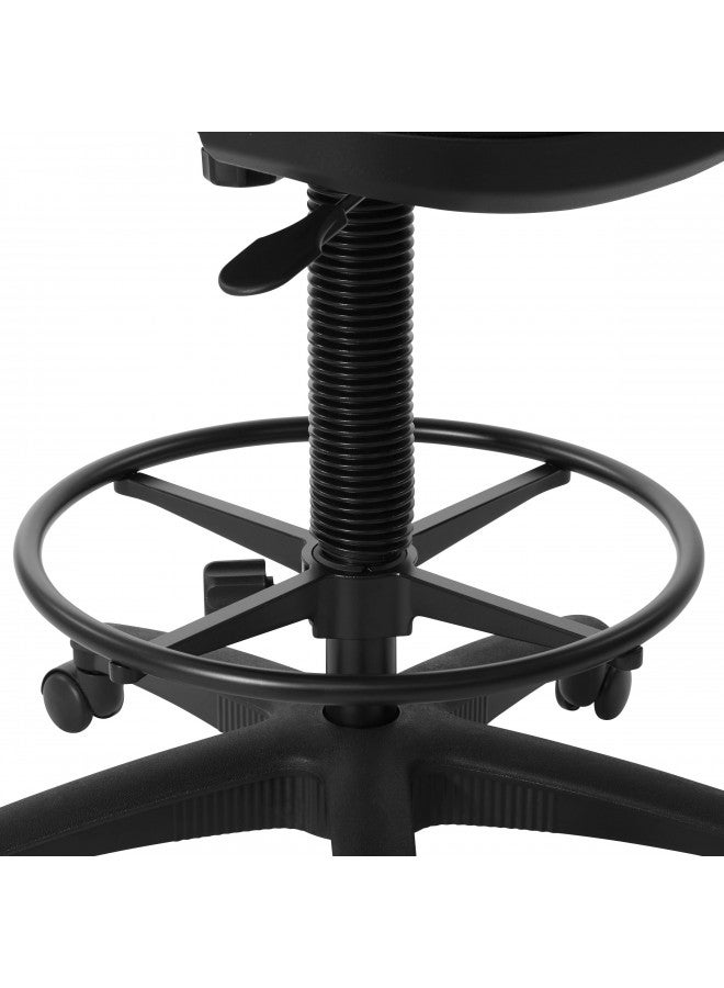 Office Star DC Series Deluxe Breathable Mesh Back Ergonomic Drafting Chair with Lumbar Support and Adjustable Footring, Black Fabric - Image 2