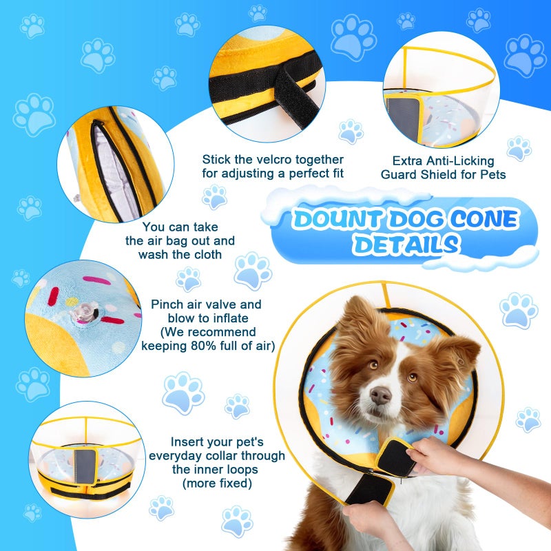 CNEO Inflatable Dog Cone Collar with Detachable Enhanced Anti-Licking Shield, Soft Neck Donut Collar for Dogs After Surgery, Adjustable Dog Cone Alternative for Large Medium Small Dogs & Cats - Image 5