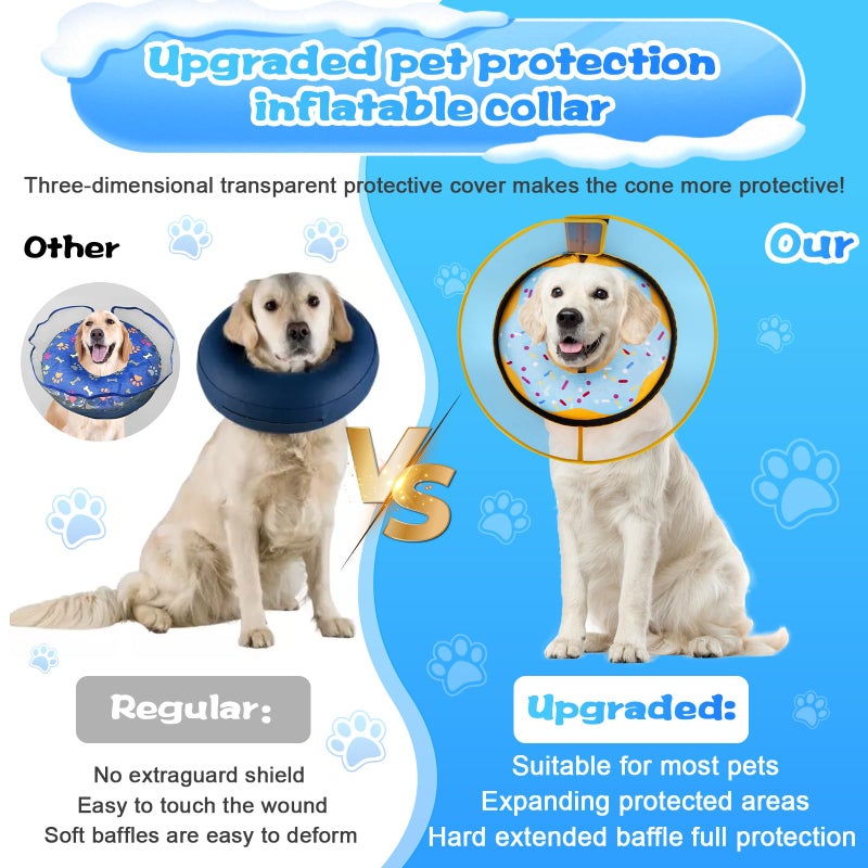 CNEO Inflatable Dog Cone Collar with Detachable Enhanced Anti-Licking Shield, Soft Neck Donut Collar for Dogs After Surgery, Adjustable Dog Cone Alternative for Large Medium Small Dogs & Cats - Image 4