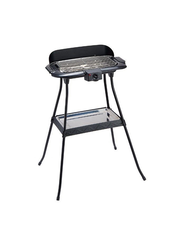 DENX DX3438 Electric BBQ Grill 2000W with Adjustable Temperature Control, Standing Barbecue Grill with Stainless Steel Cooking Rack, Wind Deflector, Lower Storage Tray, Easy-Clean Design for Indoor and Outdoor Grilling - Image 5